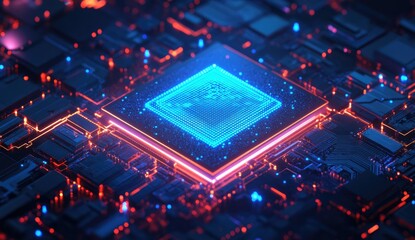 Aufkleber - Futuristic CPU on Circuit Board
