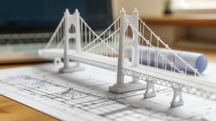 Wall Mural - vision of architecture of a 3d model bridge project