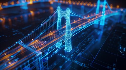 Wall Mural - vision of architecture of a 3d model bridge project