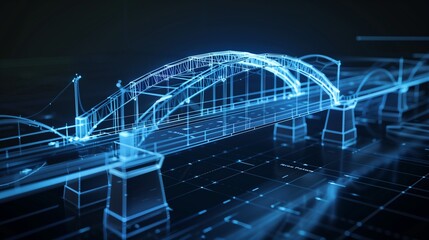 Wall Mural - vision of architecture of a 3d model bridge project