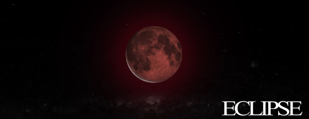 Wall Mural - full moon eclipse 3d rendering illustration