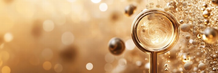 Aufkleber - Beautiful golden bubbles and swirling liquid in a stunning abstract display of textures and light in a luxurious setting. Generative AI