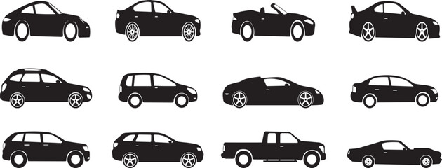 Car icon in flat style. Automobile car vector illustration on white isolated background. Auto business concept.