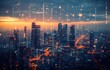 © ANEK - futuristic modern smart city with global communication network technology.