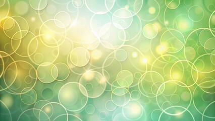 Poster - Abstract Green and Yellow Circular Light Bokeh Background Illustration Featuring Soft Glowing Circles and a Dreamy Atmosphere