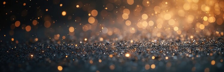 Leinwandbilder - Warm gold tone bokeh lights backdrop for festive events, holidays. Luxury glitter sparkles. Abstract grey, white bokeh particles background. Premium screen overlay to create festive, enchanting