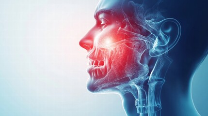 Aufkleber - Detailed anatomical representation of a human skull and jaw highlighting the structure and features. Generative AI