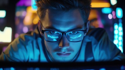 focused programmer working late at night