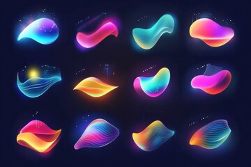 Leinwandbilder - Colorful abstract shapes create a stunning visual display with vibrant hues and fluid forms in a digital art composition. Generative AI