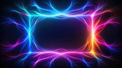 Wall Mural - Vibrant Energy Flow Frame Abstract Design with Glowing, Colorful, Dynamic Lines and Curving, Swirling Patterns Ideal for Digital Presentation Backgrounds