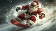 © Qiqi - Santa Snowboarding at Night