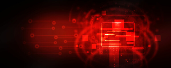 Fototapete - 2d illustration Abstract futuristic electronic circuit technology background