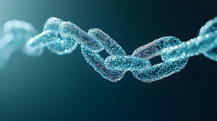 Abstract Digital Blue Chain Representing Technology Network and Connection on Dark Background