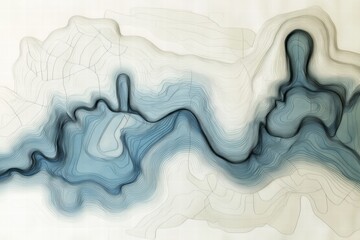 Aufkleber - Artistic representation of flowing waves with intricate lines and textures in cool tones on a light background. Generative AI