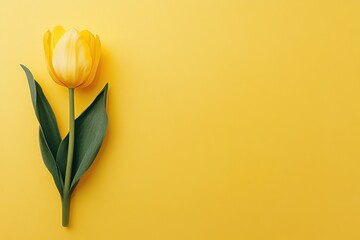 Aufkleber - Bright yellow tulip on a soft yellow background inviting springtime joy and warmth in a simple yet elegant composition