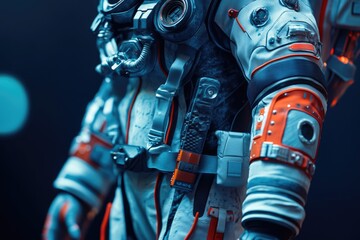 Wall Mural - close-up shot of a person wearing a space suit, suitable for sci-fi or futuristic concepts