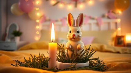 Wall Mural - easter bunny and candle