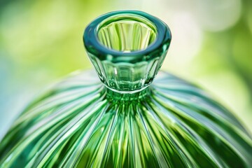 Poster - A single green glass vase sitting on a table, perfect for decoration or display