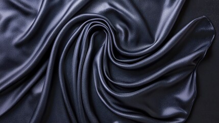 Poster - Luxurious Smooth Dark Fabric Texture with Soft Waves and Folds