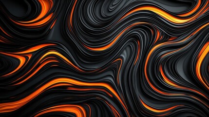 Wall Mural - Abstract Black and Orange Swirl Design with Fluid Motion Effects