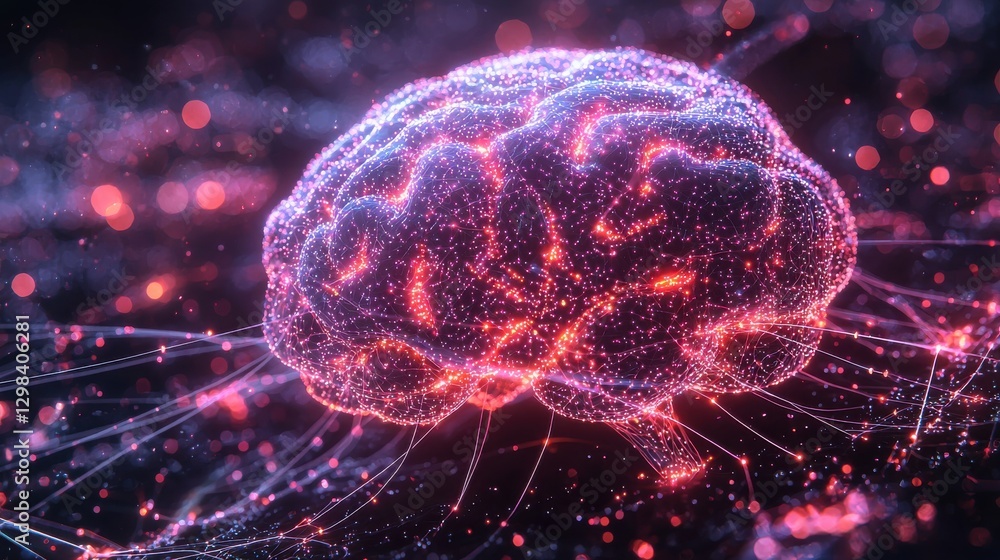 Bright and dynamic representation of a human brain showcasing neural ...