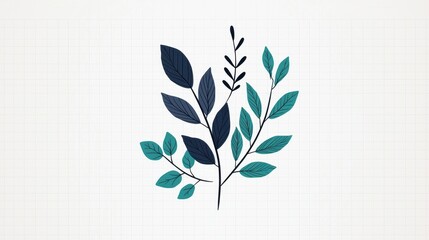 Canvas Print - Stylized Illustration of Green Leaves and Foliage on Light Background