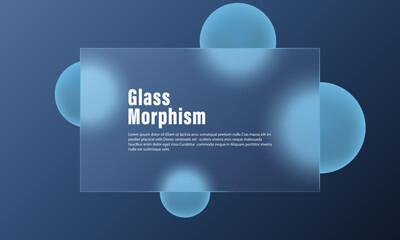 Wall Mural - website landing page template with glass morphism effect. presentation screen with glass overlay eff