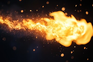 Wall Mural - a bright yellow fire explodes in the darkness