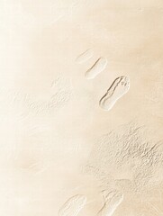 Poster - Footprints in soft sand along a tranquil beach at low tide during a sunny day. Generative AI