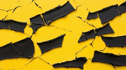 Wall Mural - Cracked Black and Yellow Texture Background for Artistic Designs