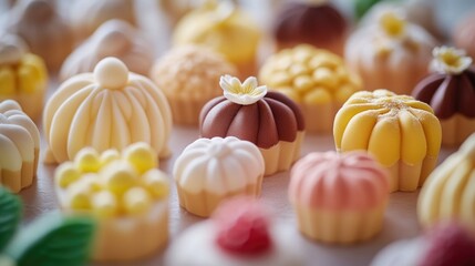 Canvas Print - A table filled with various colorful desserts