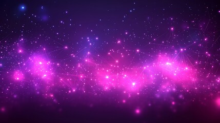 Wall Mural - Abstract digital network, vibrant purple glow, cosmic background, graphic design element, futuristic visual