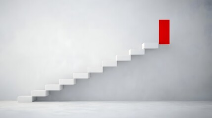 Aufkleber - Futuristic Staircase of Success A Minimalist Abstract Representation of Progress Strategic Change and Advancement Towards New Goals with a Symbolic Red Step