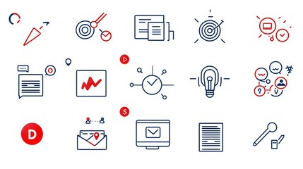 Poster - Stylized webinar themed icon collection in a clean line drawing style  depicting online workshops  video conferences  digital coaching  and knowledge sharing sessions