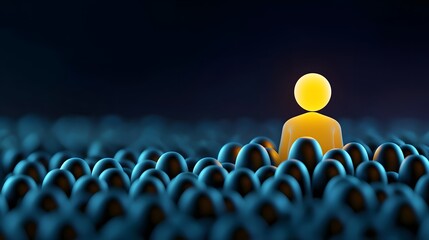 Leinwandbilder - A powerful visualization depicting a small group of luminous orange spheres glowing intensely in the middle of dark purple surroundings
