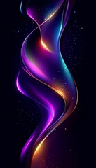 Wall Mural - Abstract Flowing Neon Waves, Smooth Colorful Vibrant Design Elements on Dark Background