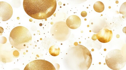 Wall Mural - abstract golden bubbles: a cluster of elegant, shimmering golden orbs and smaller bubbles float weig