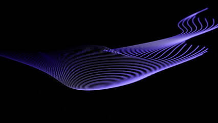 Poster - Abstract glAbstract glowing purple lines forming smooth waves on a dark background, creating a modern and futuristic design with a minimalist aesthetic..............