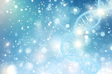 Wall Mural - Blue background with white glowing double helix, vector illustration