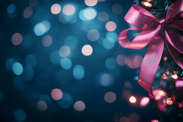 Wall Mural - Abstract blurred bokeh lights on a dark blue background,