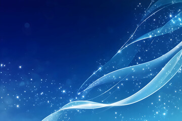Wall Mural - A blue background with a large white DNA helix in the center, with sparkles and glitter around it. The spiral is made of thin lines that create an elegant design