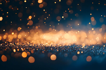 Wall Mural - abstract blurred bokeh lights on a dark blue background,
