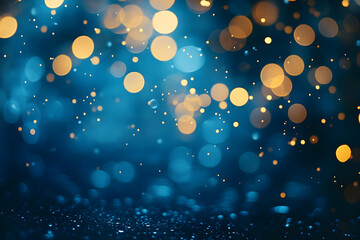 Wall Mural - Abstract blurred bokeh lights on a dark blue background,