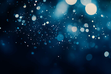 Wall Mural - Abstract blurred bokeh lights on a dark blue background,