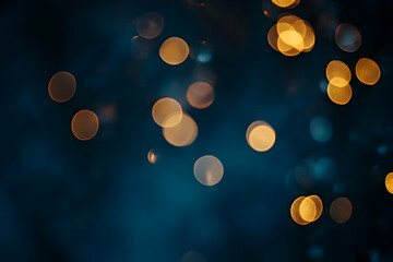 Wall Mural - Blurred bokeh lights on a dark blue background, a banner template