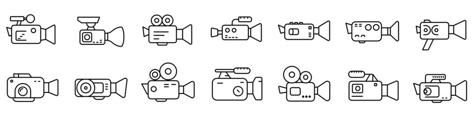 Wall Mural - video camera icon. editable stroke. set of black linear video camera icons. camera symbol. vector il