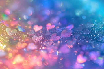 Wall Mural - holographic heart background glitter backgrounds illuminated.