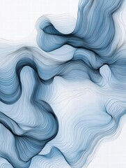 Leinwandbilder - Flowing abstract design with tranquil blue lines forming delicate shapes on a light background. Generative AI
