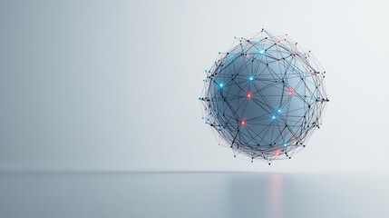 Wall Mural - connected sphere: a futuristic orb pulses with interconnected lines and glowing nodes, symbolizing g