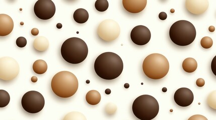 Wall Mural - a vibrant pattern of varying-sized circles in shades of beige, brown, and cream against a light back